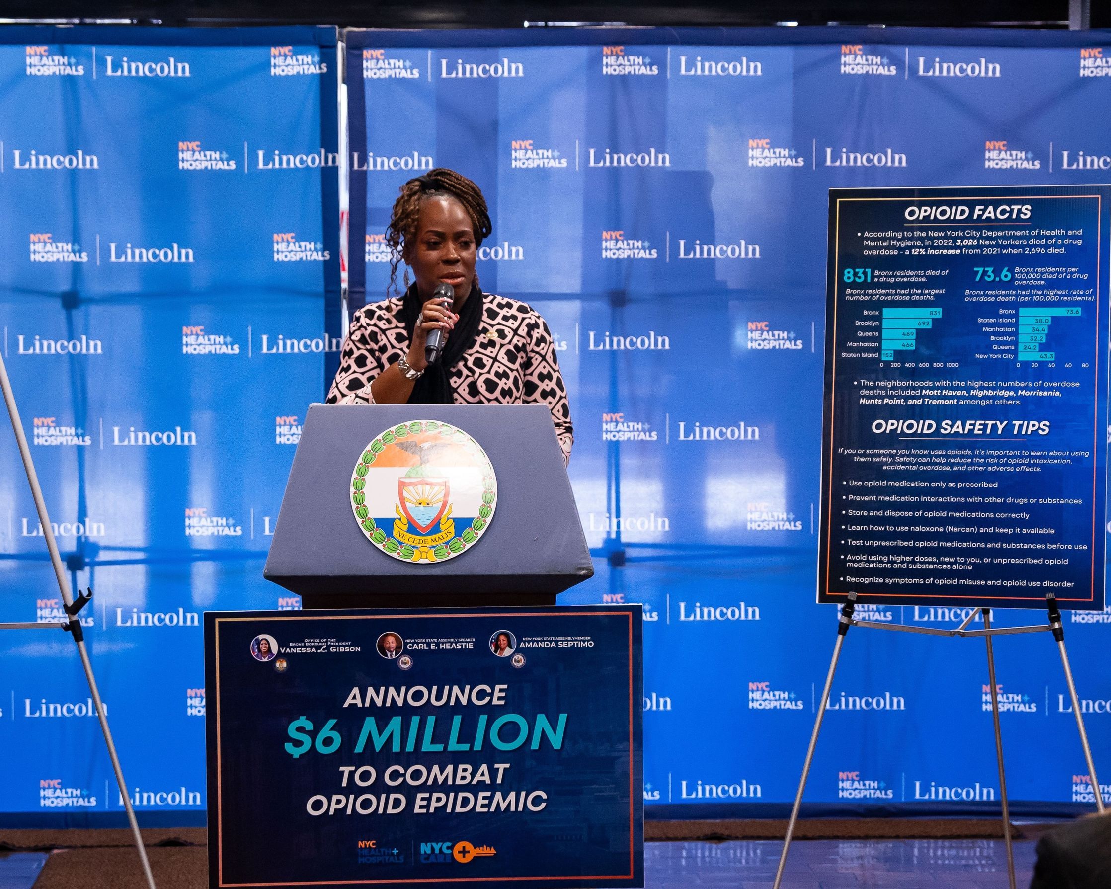 Bronx Boro President Vanessa Gibson Announcing $6mil for opioid treatment center in Bronx