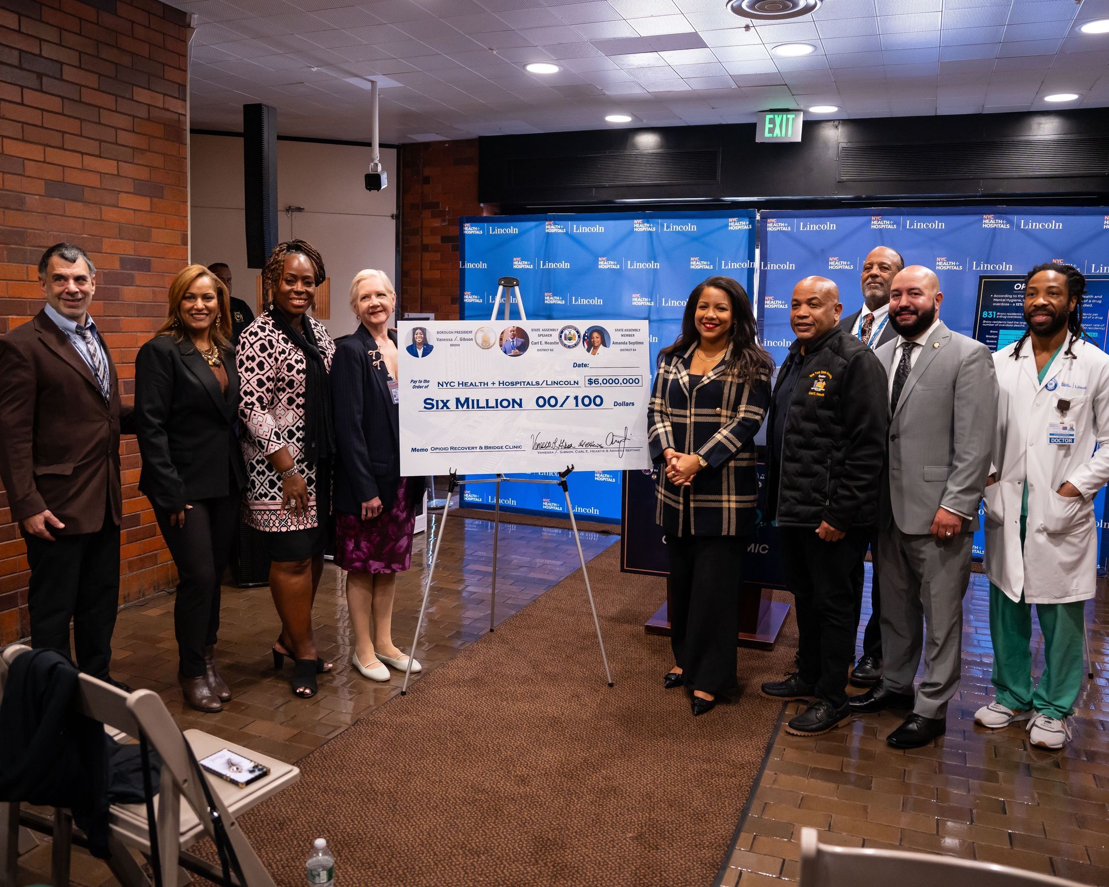 Bronx Boro President Vanessa Gibson Carl Heastie Amanda Septimo $6mil for Opioid Center in Bronx.jpg