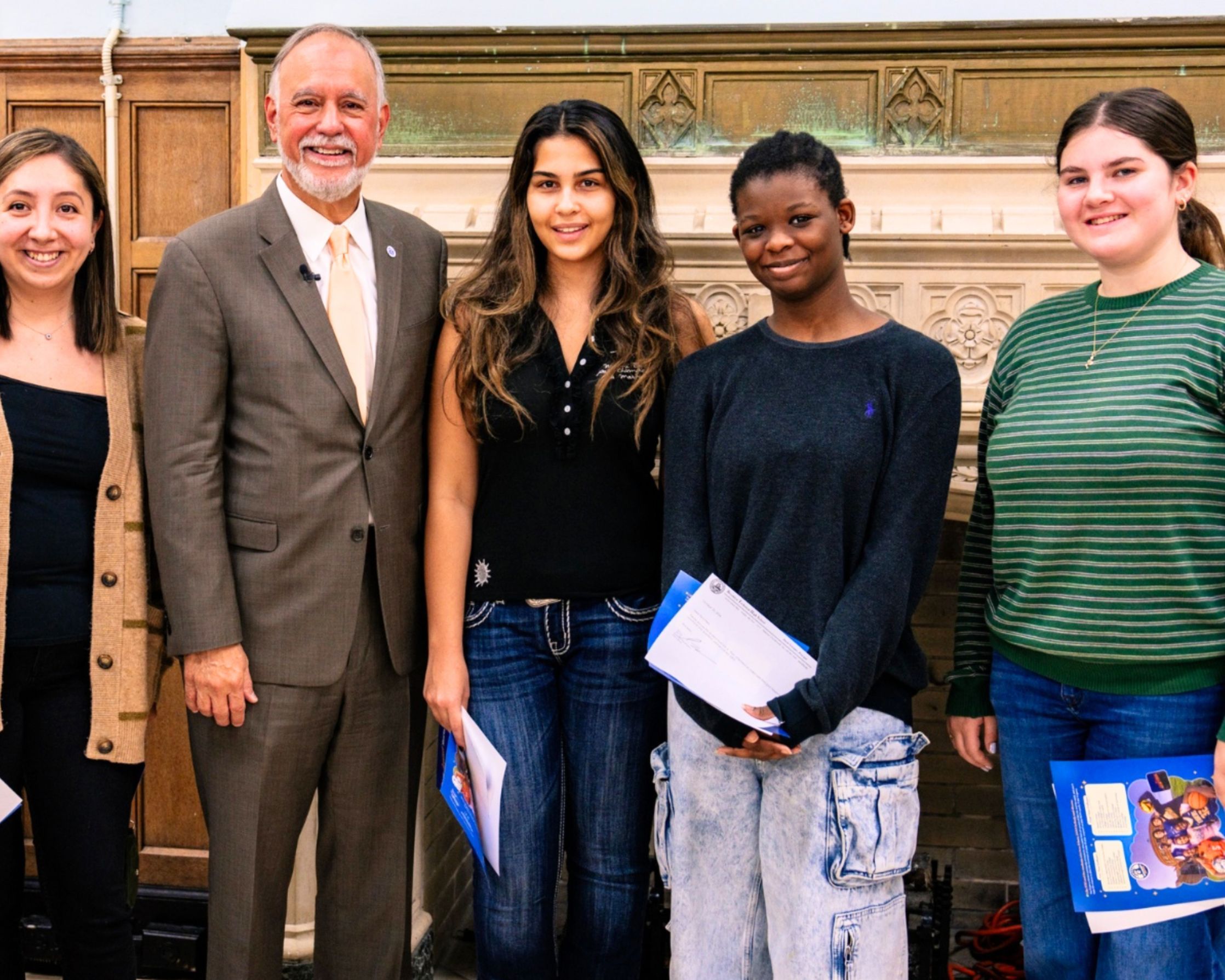 CUNY Chancellor Matos Rodríguez poses with Brooklyn Tech seniors. - 1