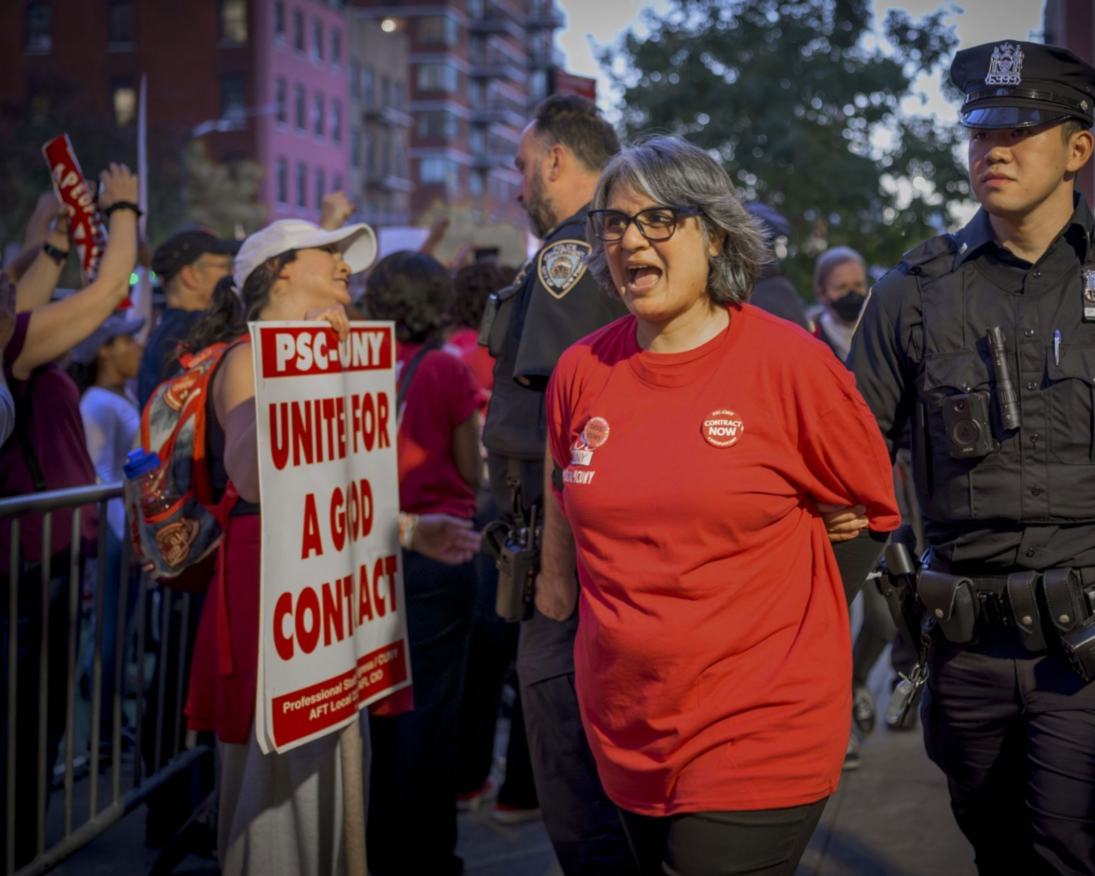 PSC Members are arrested while demanding a fair economic offer from CUNY Trustees (Photo by Erik McGregor) 3 - 1