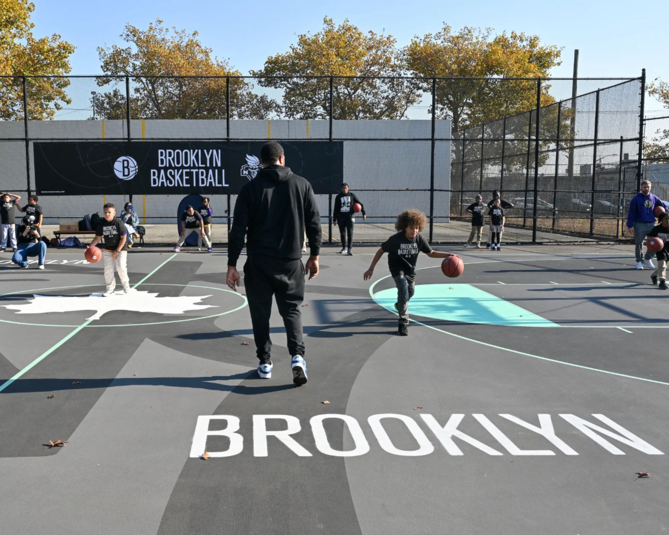 Renovated basketball courts in East New York at Breukelen Ballfields 