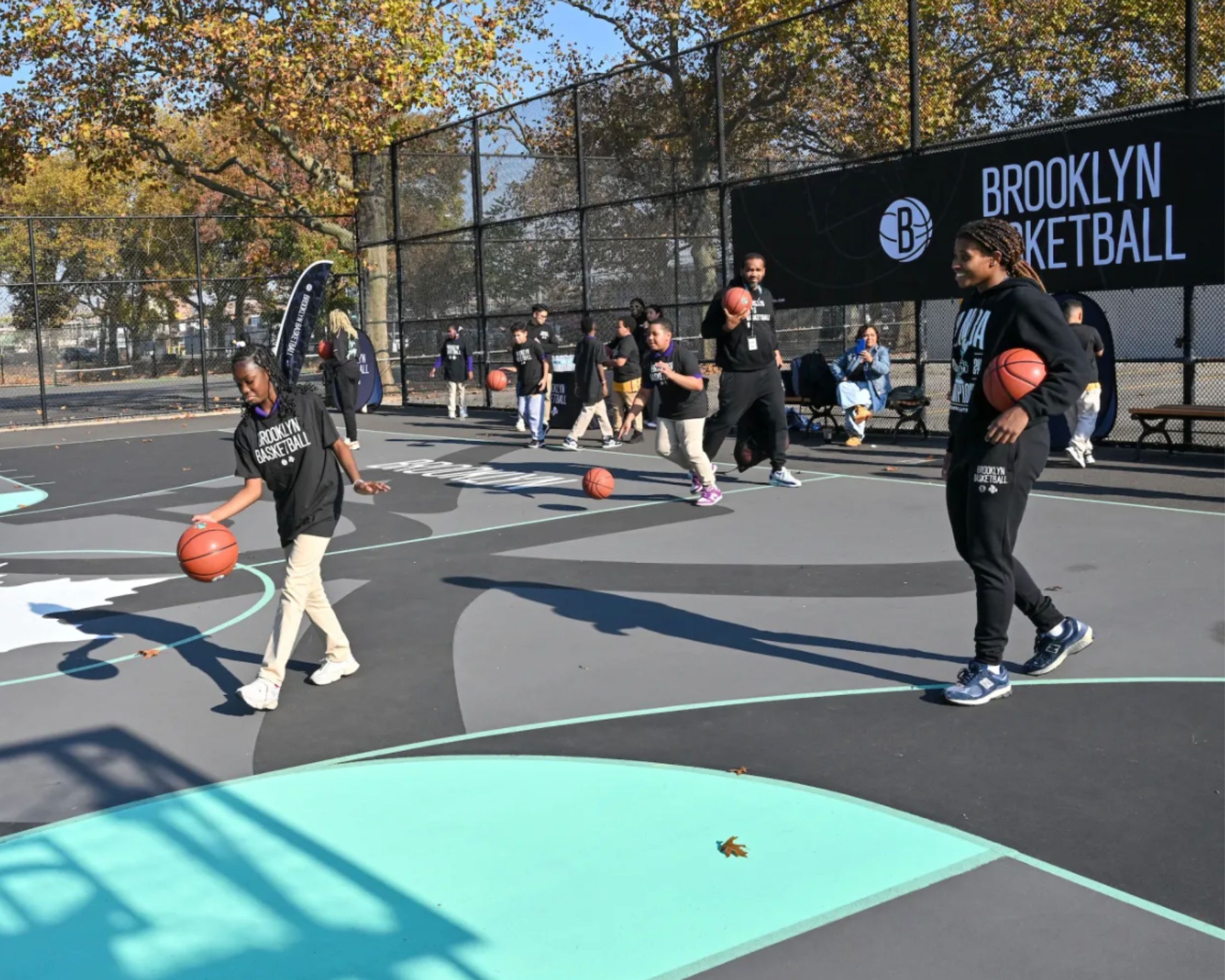 Renovated basketball courts in East New York at Breukelen Ballfields 