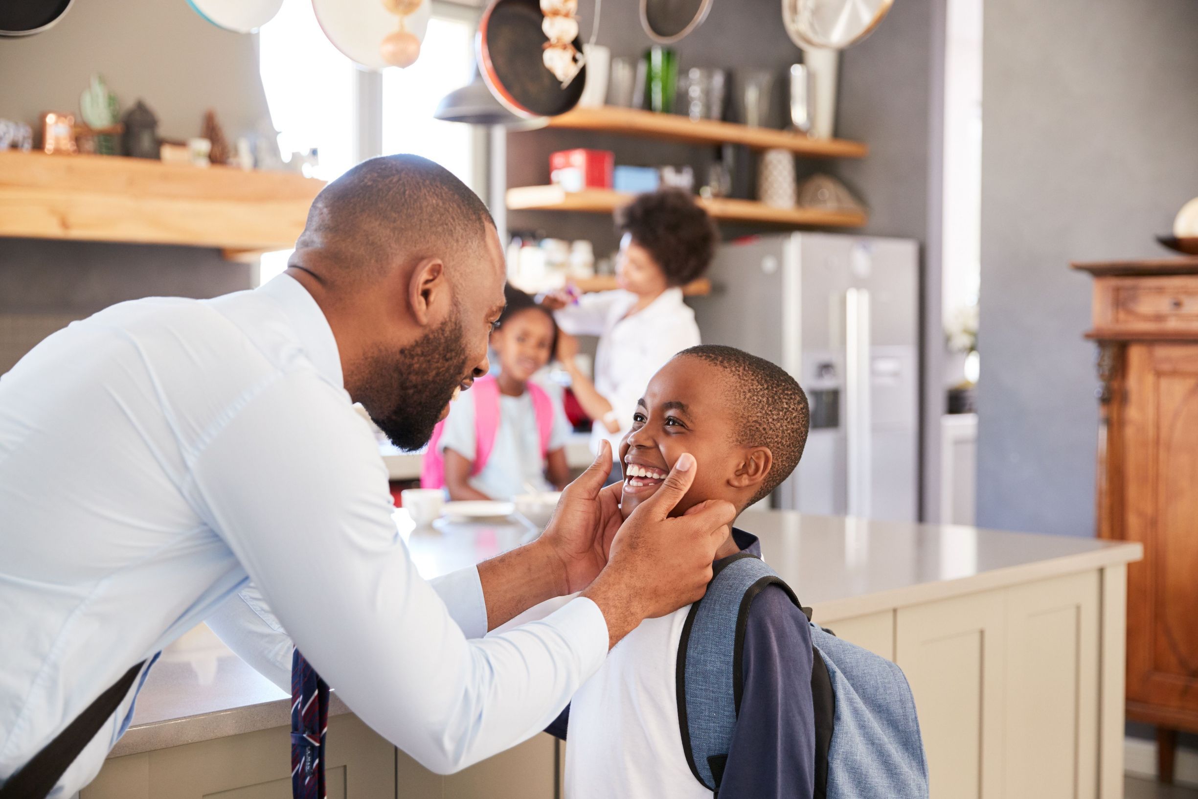 Father,Saying,Goodbye,To,Son,As,He,Leaves,For,School