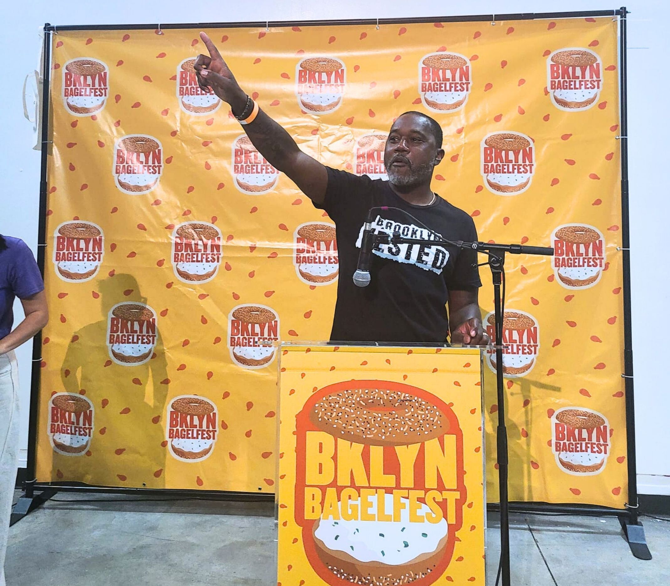 Khari Edwards Supporting Brooklyn businesses at the Brooklyn Bagelfest