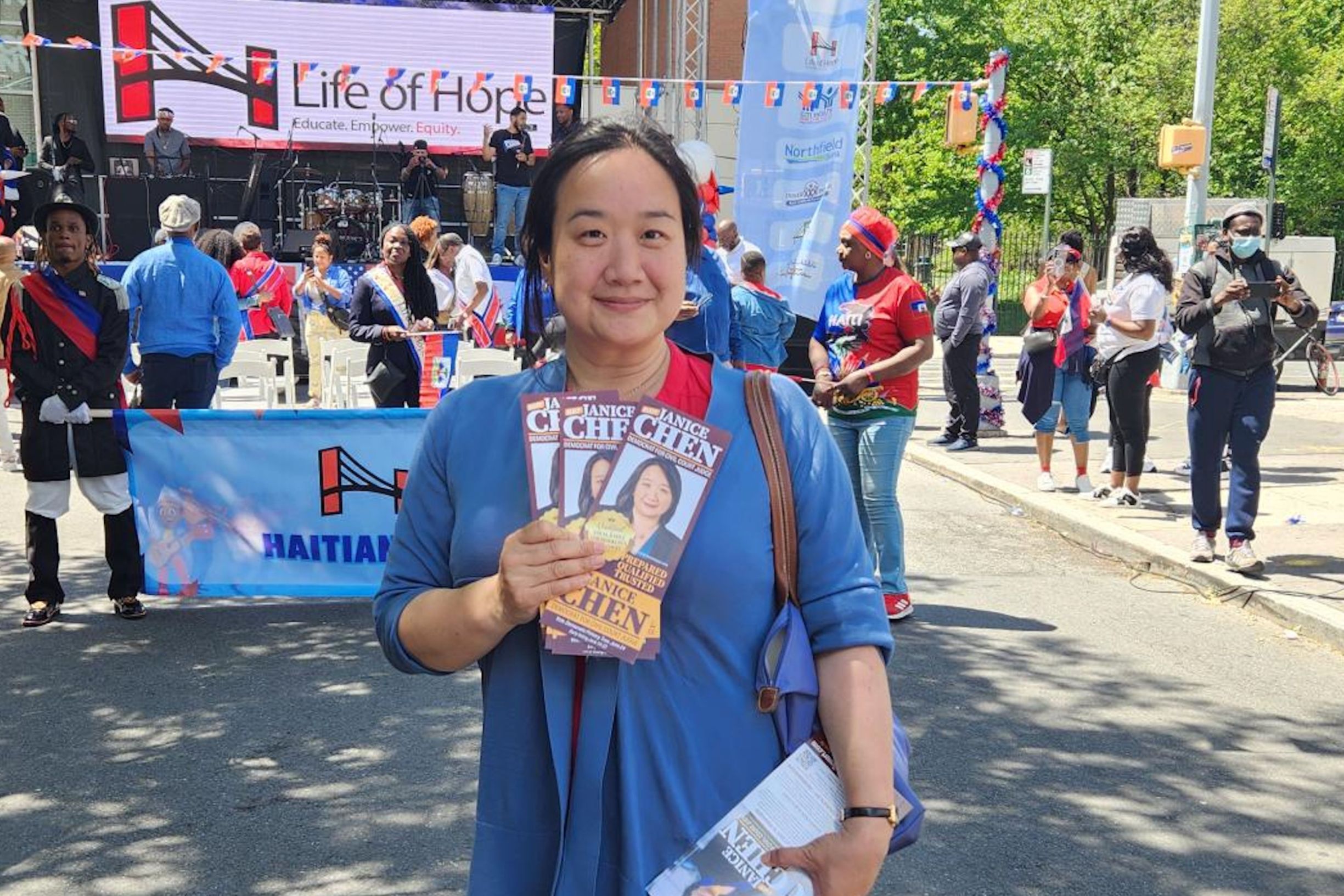 Kings County Civil Court Candidate Janice Chen at Haitian Day Parade