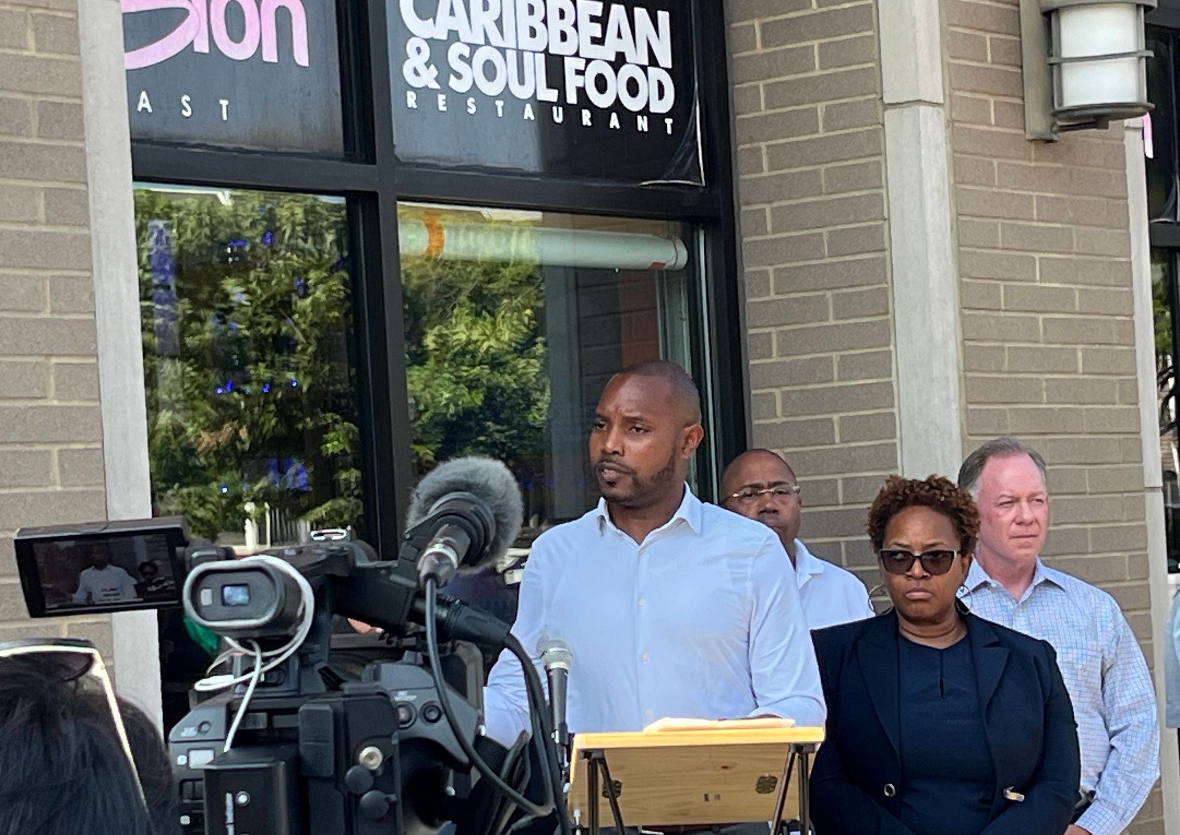 Chris Banks Nikki Lucas and Randy Peers at Press Conference