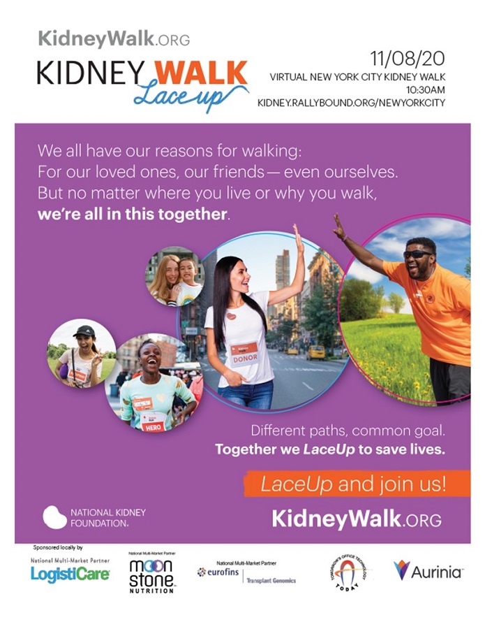 LaceUp for the Virtual New York City Kidney Walk on Sunday November 8